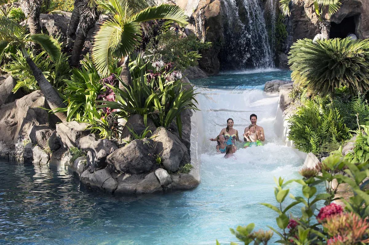 Grand Wailea resort pool complex with waterslides on Maui