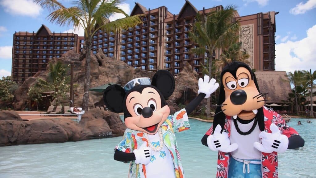 Aulani resort pools and lagoon in Ko Olina, Oahu